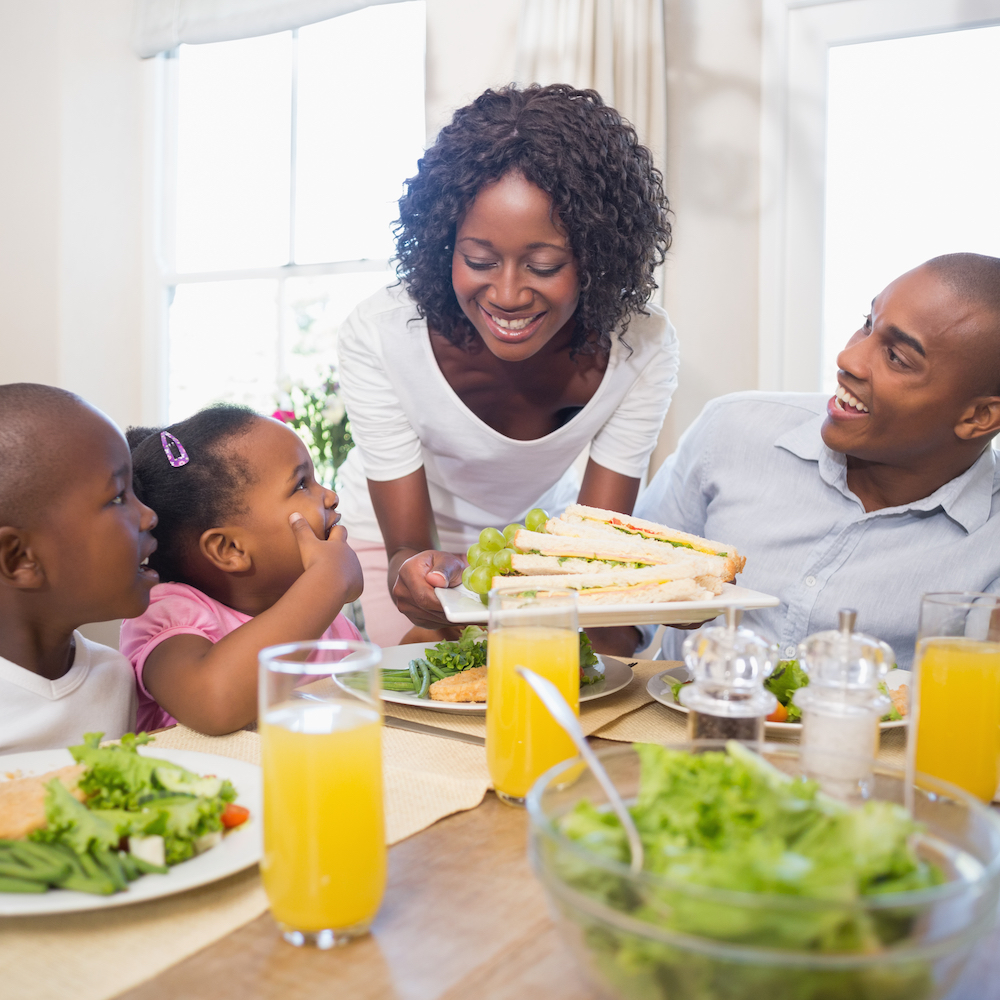 african american family at mealtime